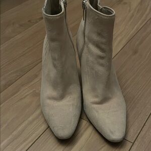 Vince Camuto Light Cream Suede Pointed Toe Ankle Booties